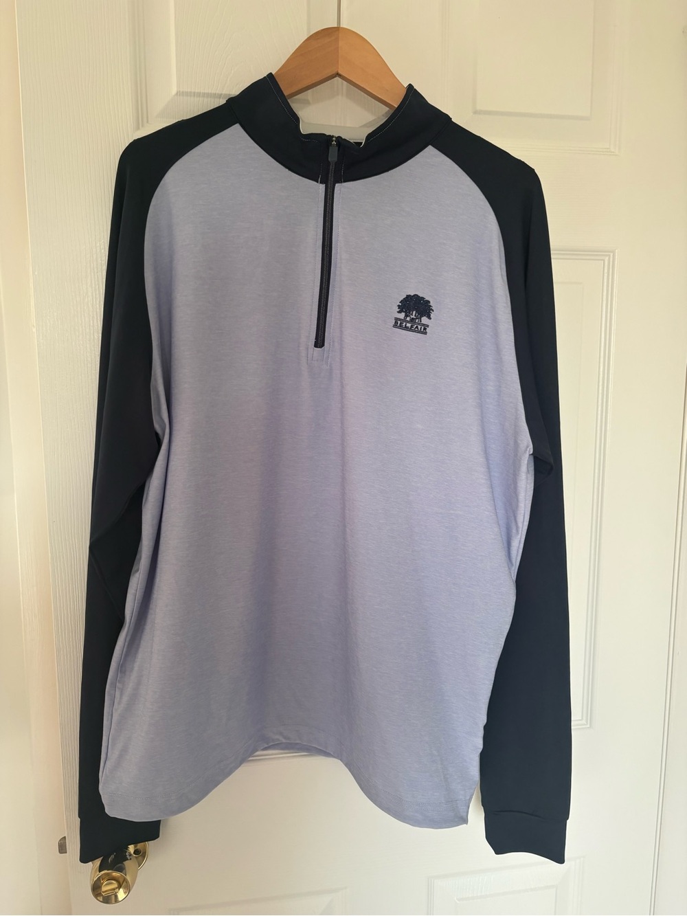 Straight Down Belfast Golf Club periwinkle/navy quarter zip
